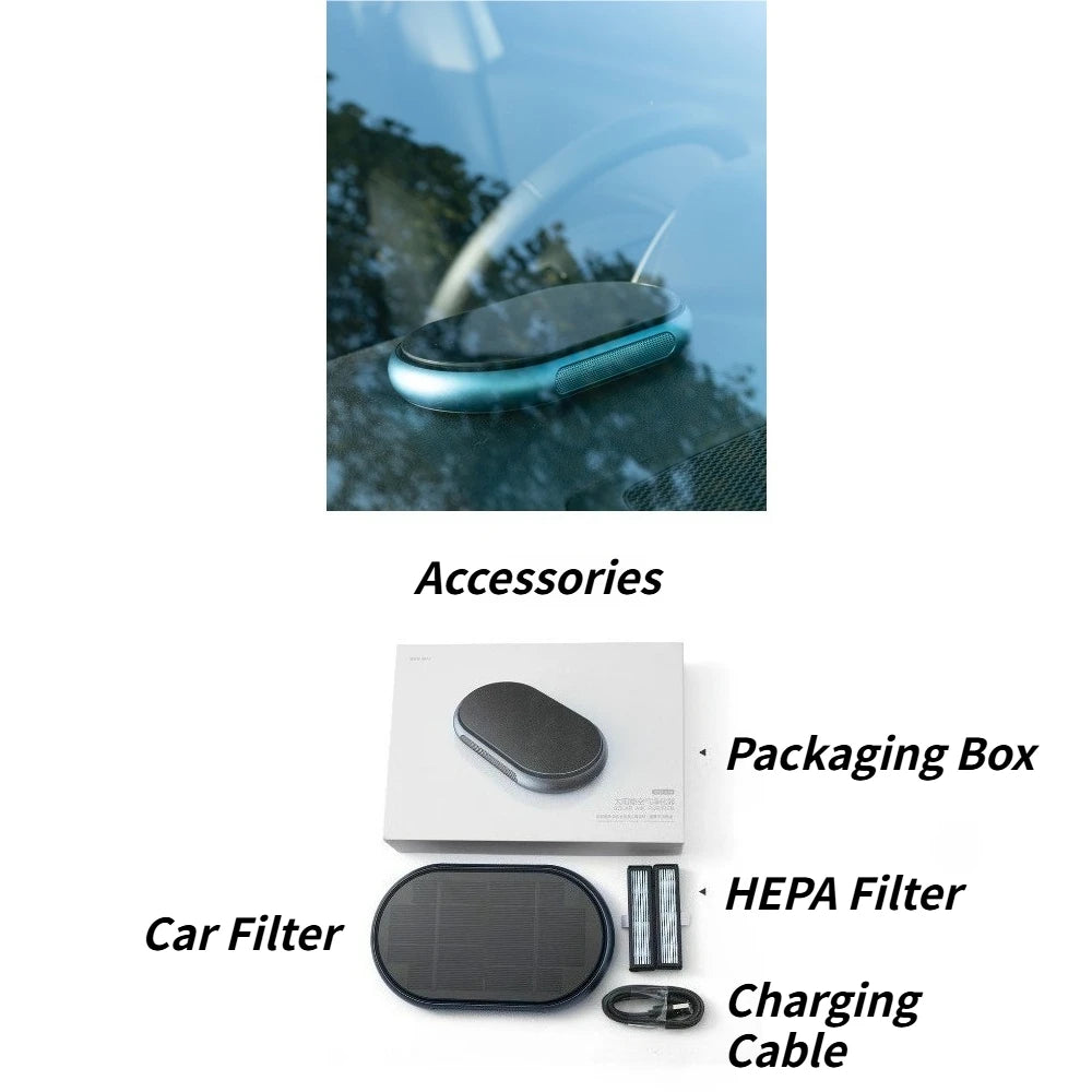For Car Home Office Desktop Air Purifier Wireless Solar Powered Aluminum Alloy Portable Freshener Cleaner Purification Device CM World