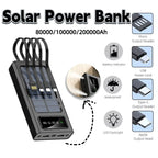 ONEPLUS 200000mAh Solar Power Bank Ultra Capacity USB Super Fast Charging USB  For iPhone Samsung Xiaomi Huawei Outdoor Power Car Mobile World