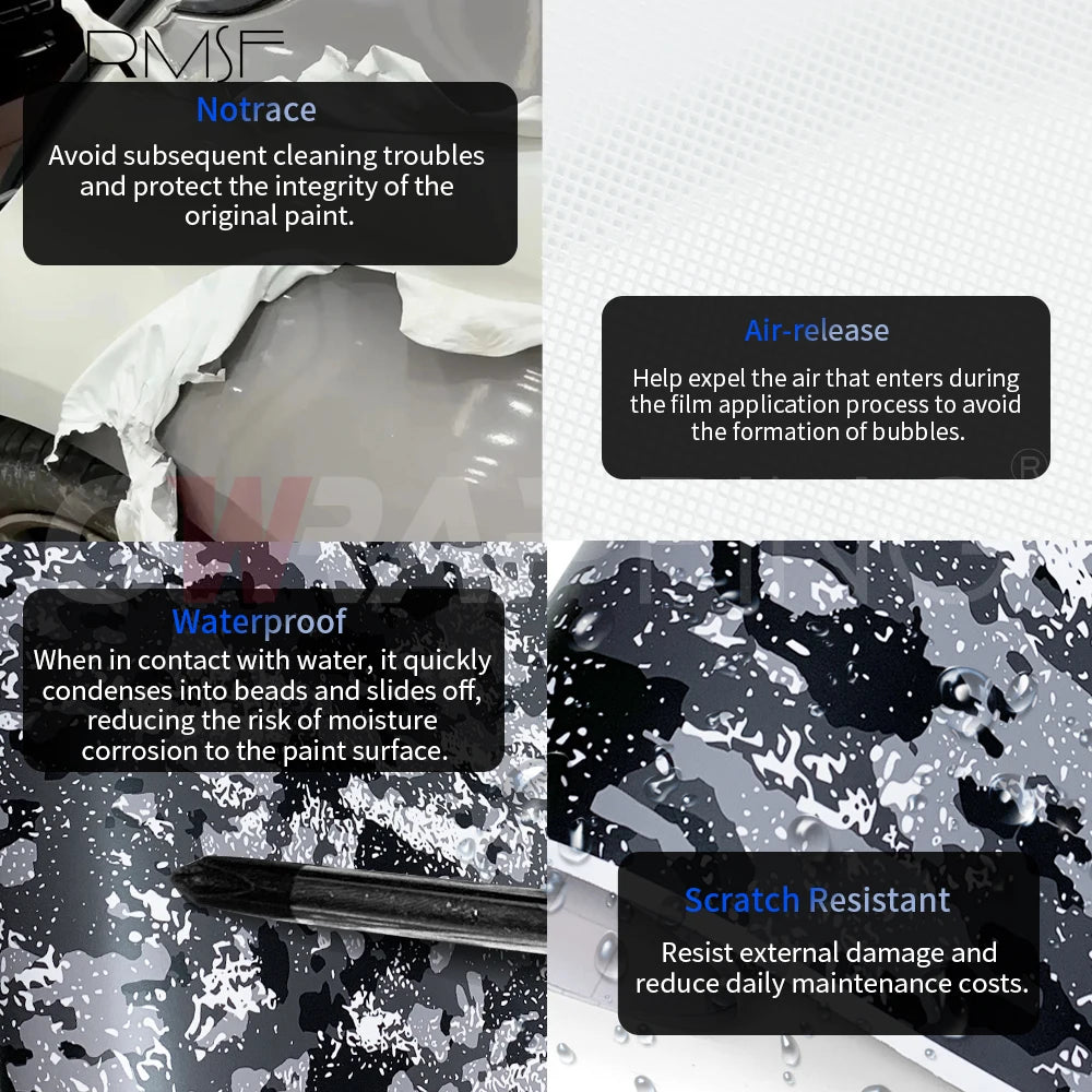 Camouflage Film Wrap Foil Car Livery Waterproof Car Wrapping Sticker Black Vinyl for Motorcycle Vinyls Grey Body Covering Decals Car Mobile World