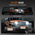 WOLFBOX G900 4K+2.5K Rearview Dash Cam 12" IPS Screen WDR 170 FOV Rear Cam Gps Mirror Car Recorder Stream Media Car DVR Car Mobile World