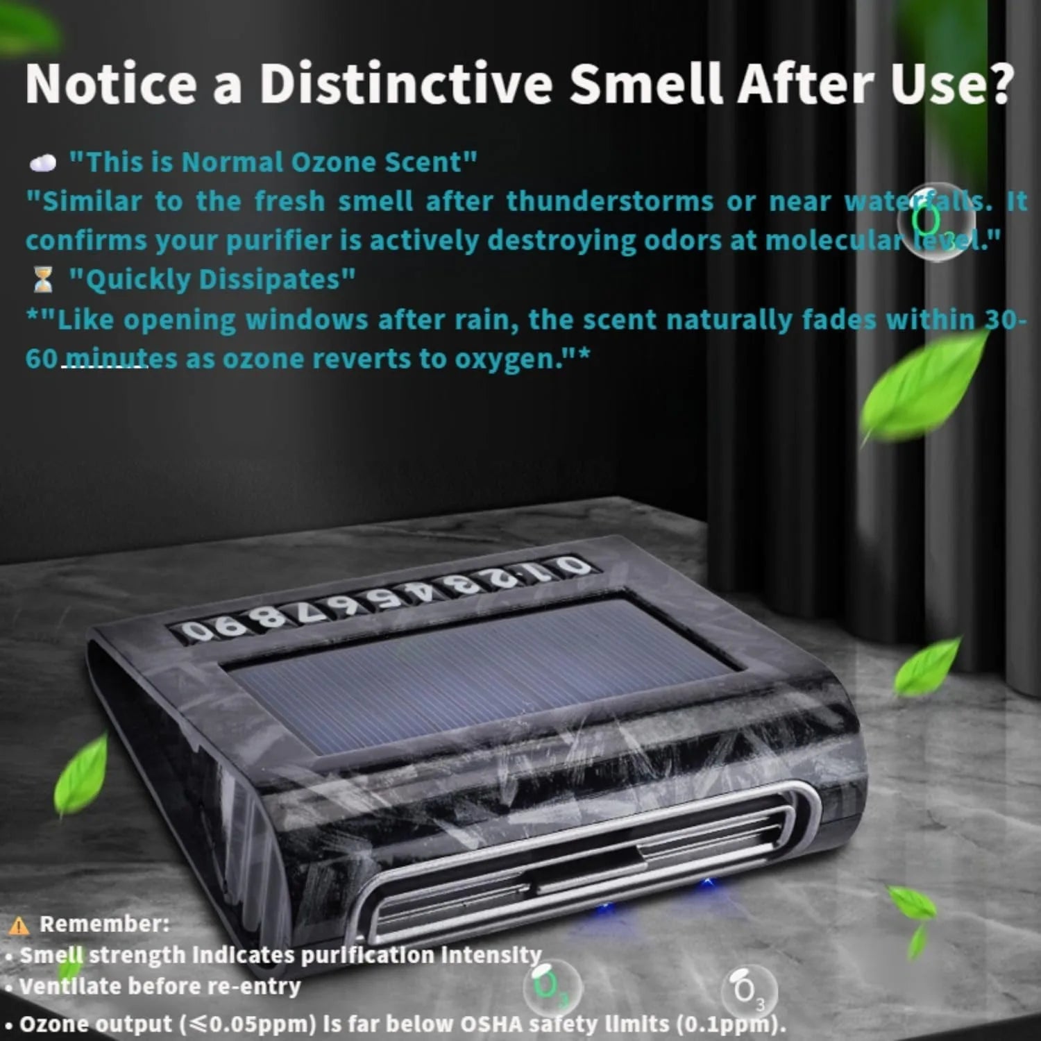 Solar Air Purifier for Car, 2-in-1 USB & Solar Charging, Ozone Ionizer Eliminates Smoke, Pet Odors, VOCs, Filter-Free, Portable CM World