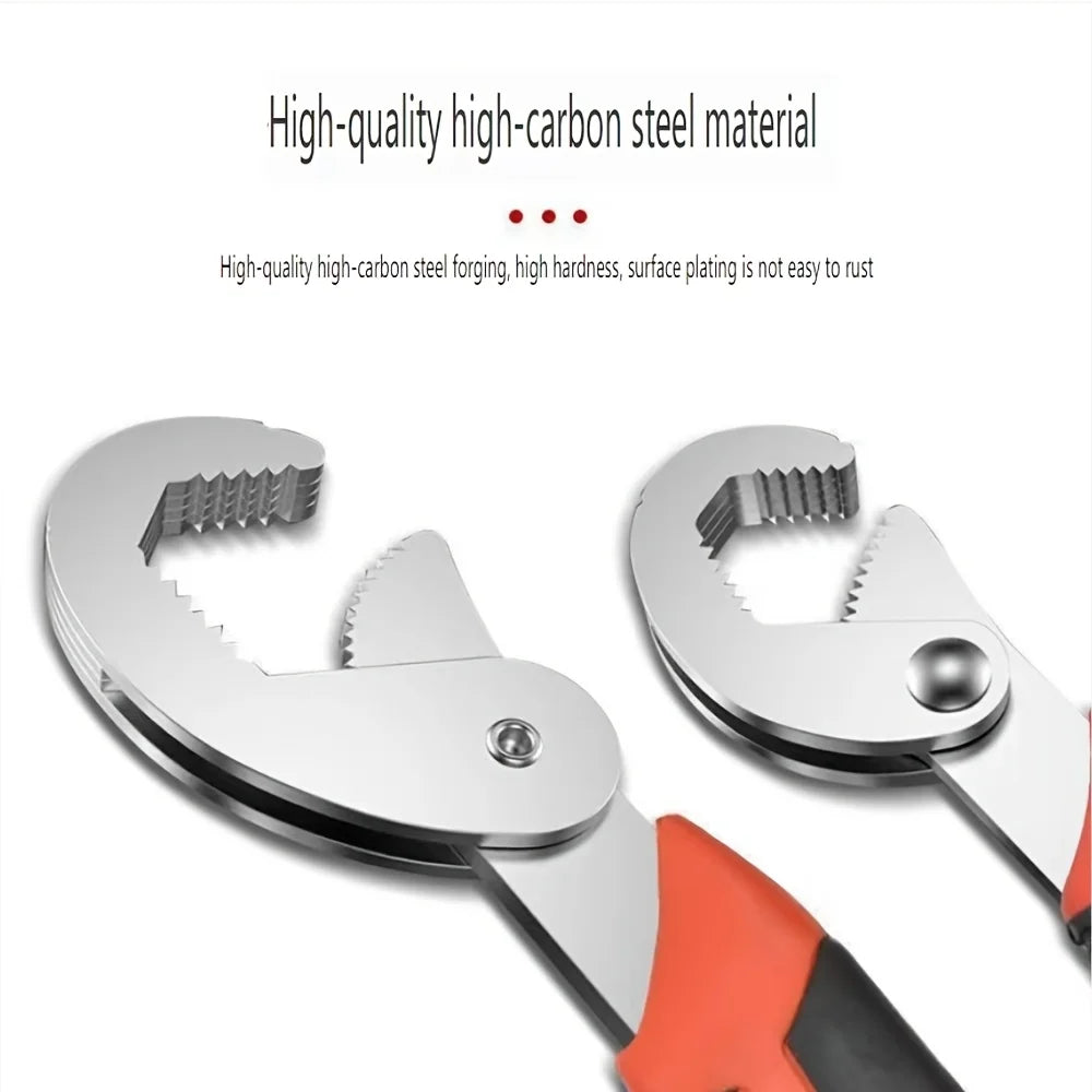 2Pcs Multifunctional Wrench Set, Self-Tightening Adjustable Spanner with Non-Slip Handle for Universal Home Auto Bike Repair