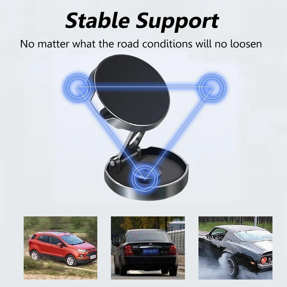 Strong Magnetic Mobile Phone Stand 720° Foldable Round Bracket Car Holder Support for Universal Phones Mount Holders In Car CM World