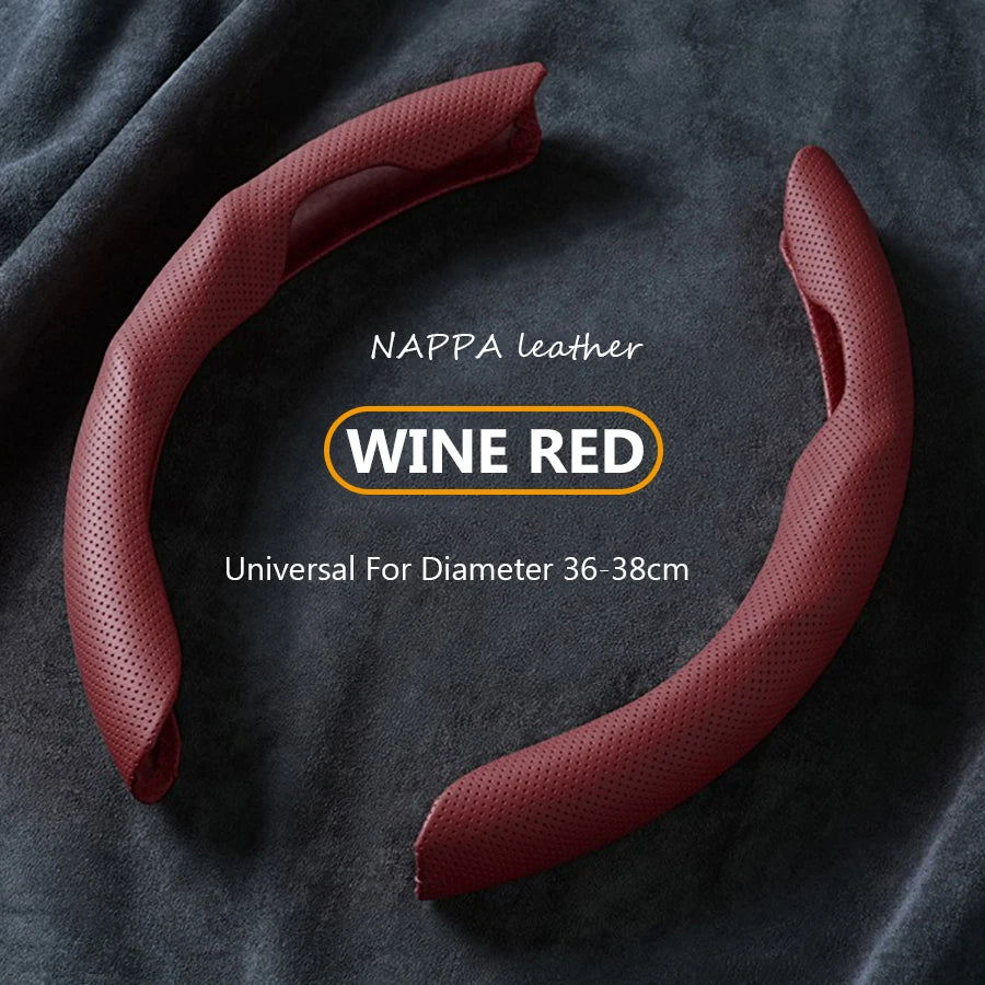 Universal Car Steering Wheel Cover NAPPA Leather 2PCS-Dimensional Anti Slip, Timple And Fashionable Protector Car Accessories