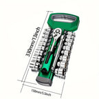CRV Ratchet Spanner 3/8' 24 Teeth Automotive Mechanic Tool Box Set Garage Car Repair Socket Wrench Set DIY Workshop Hand Tools