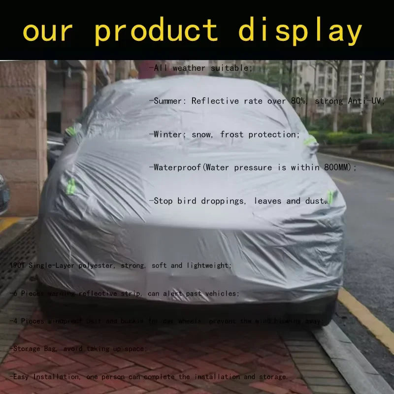Waterproof Car Cover For Fiat Panda Auto Outdoor Anti-UV Sun Shade Rain Snow Scratch Resistant Cover