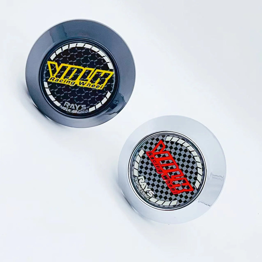 4PCS JDM Sport Rim Cap Clip 60mm 64mm 65mm 68mm 69mm VOLK RAYS Emblem Sticker Wheel Center Hub Caps Car Cover Cap Black & Silver CM World