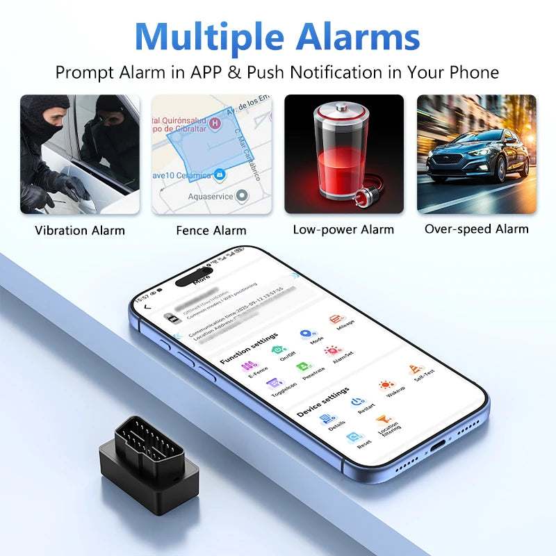 4G Mini OBD Car Tracker Builtin Battery Plug Play OBD II Car GPS Tracker Auto Truck Car Anti-Theft Vibration Alarm Free APP CM World