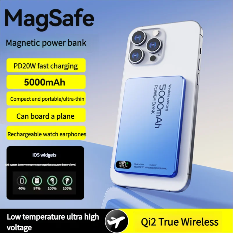 New Qi Original Alloy Powerbank Backup Battery For iPhone 16 15 14 13 12 Wireless Fast Charger Magnetic Power Bank For Magsafe