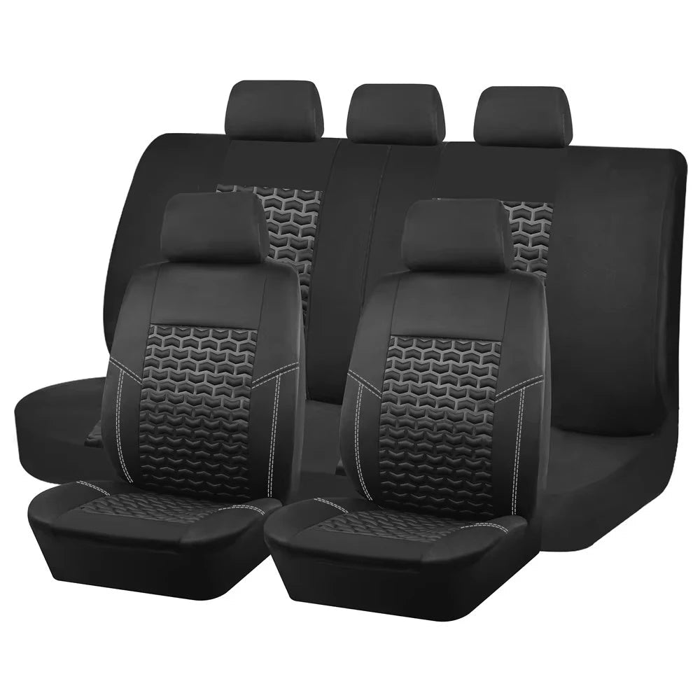 AUTOKING Car Seat Covers Tire Texture Press Breathable Fabric Seat Covers for Car 3 Zipper for Rear Seat Backrest CM World