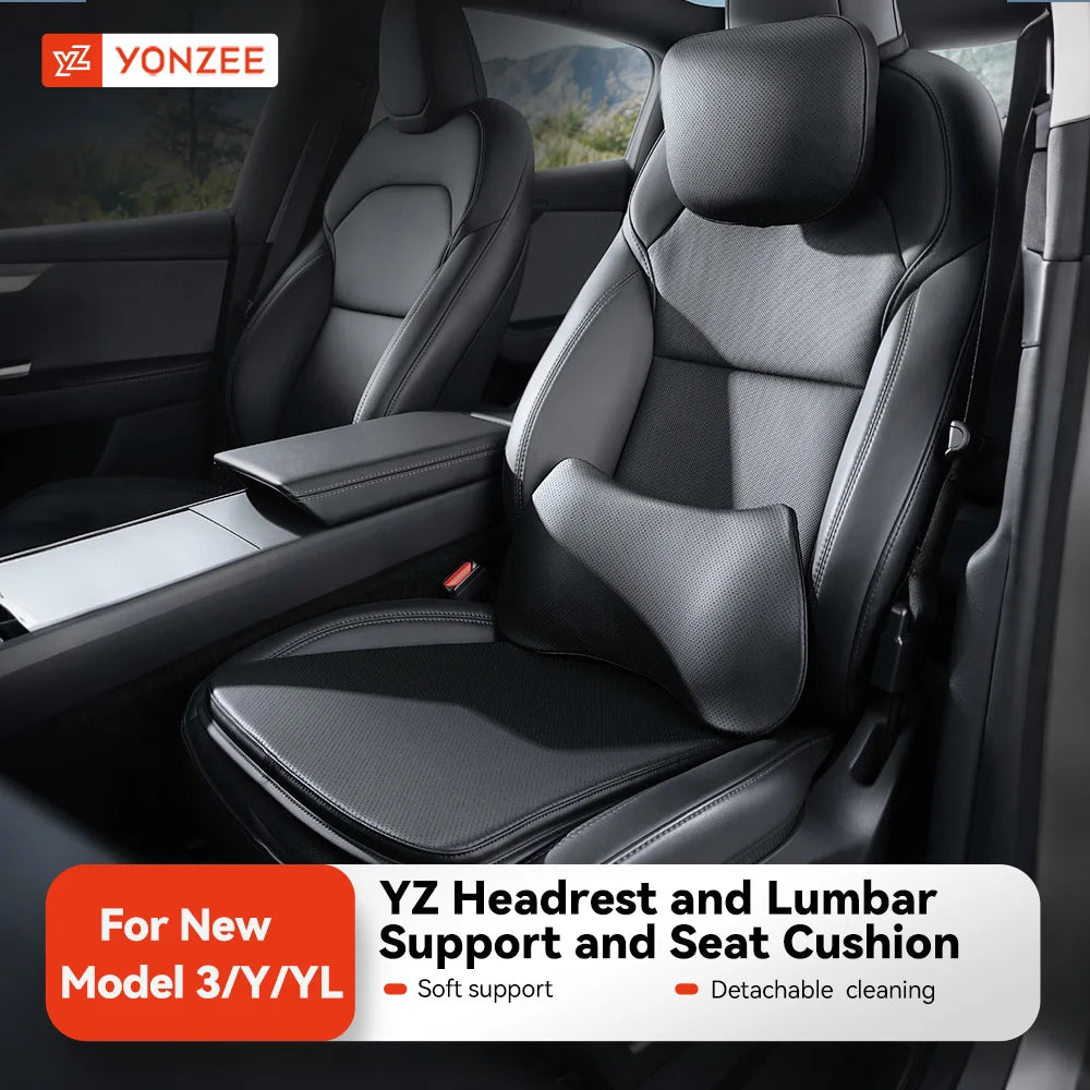 YZ for Tesla Travel Neck Pillow Model Y YL 3 Highland Headrest Lumbar Support Breathable Memory Foam Cushion Juniper Accessory