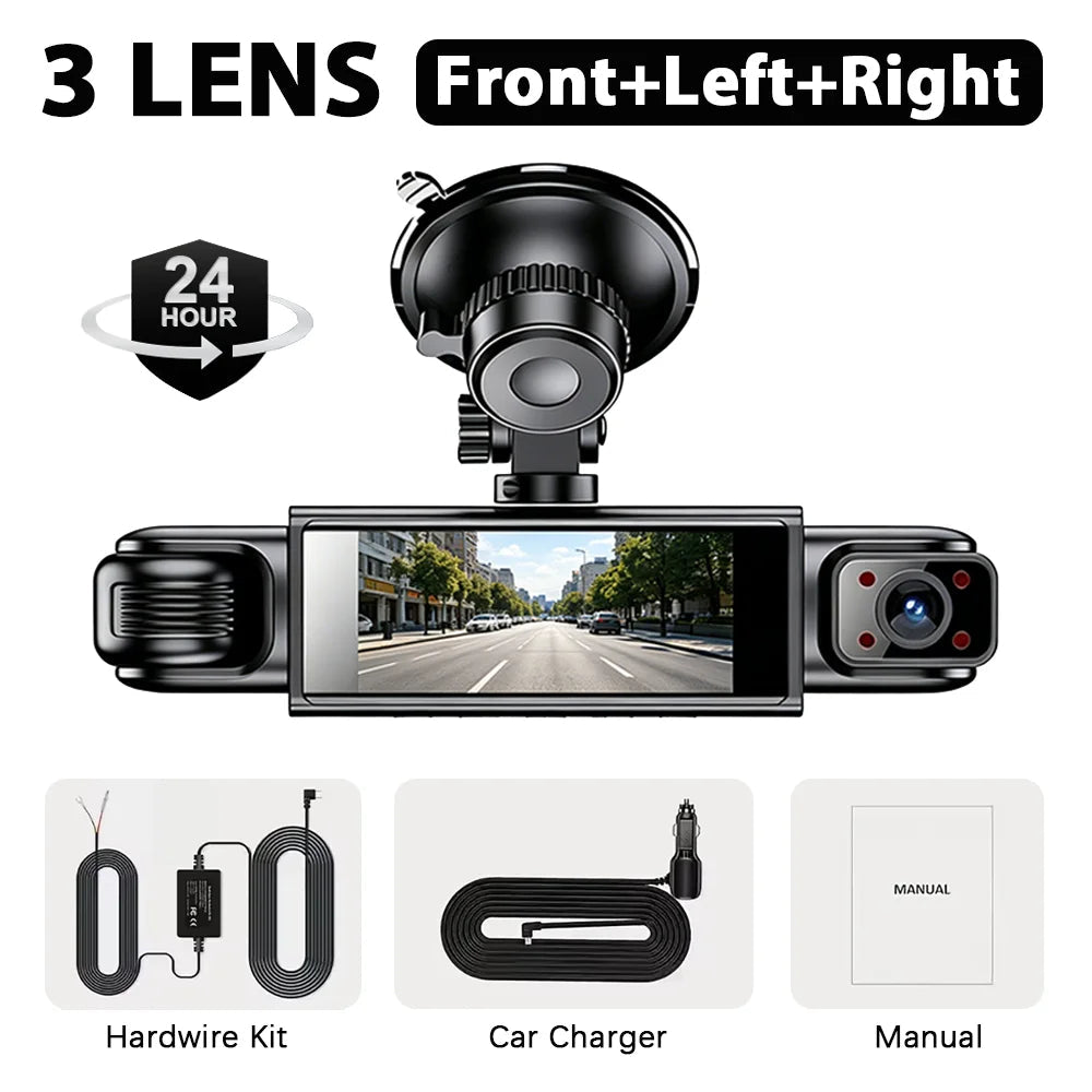 Car DVR Dash Cam 3/4 Lens Black Box FHD 1080P Night Vision 24h Parking G-Sensor Loop Recording Video Recorder Car Cameras Car Mobile World