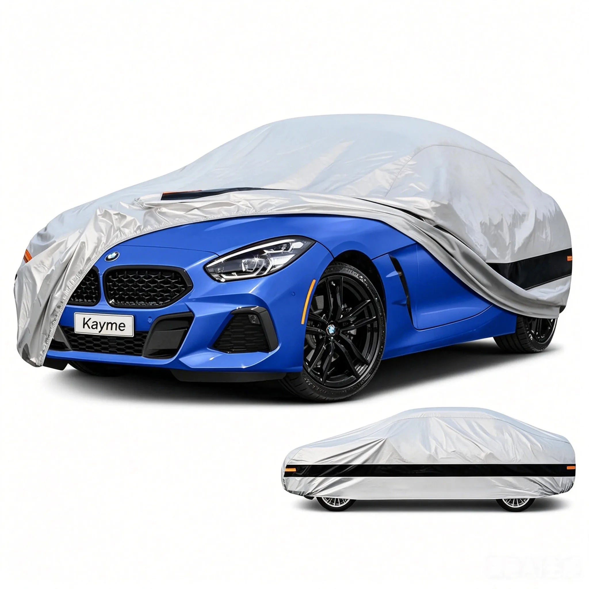 Kayme 10 Layer Car Cover All Weather 100% Waterproof Outdoor Car Covers Rain Snow UV Dust Protection For Sedan/Suv/Hattchback Car Mobile World