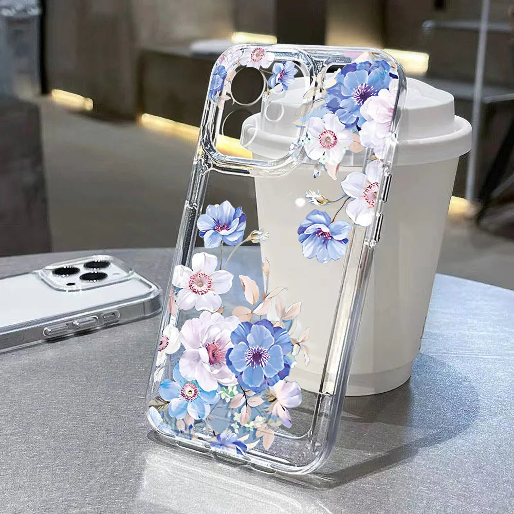 Cute Flower Clear Case For Samsung Galaxy A56 5G A57 A36 S26 S25 Ultra S24 FE S23 Case A37 A55 A54 A26 A07 A17 Shockproof Cover Car Mobile World