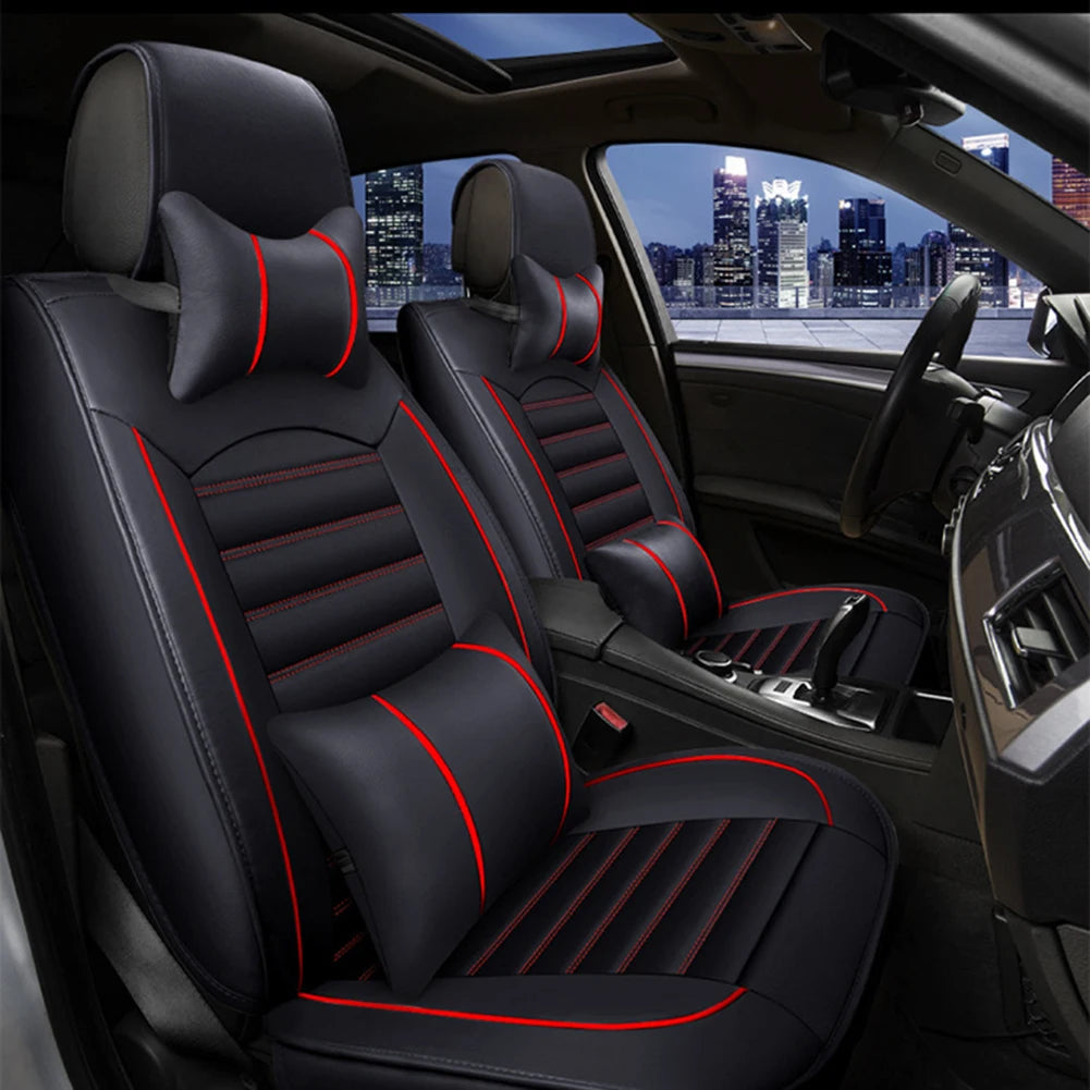 Full Set Leather Automobile Seat Protection Cover Universal Car Seat Covers Soft Automotive Covers Cushion for Car Truck SUV Van CM World