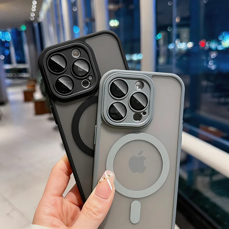 Lens Protector Translucent Case For iPhone 18 17 16 15 14 13 12 11 Pro Max Plus Air For Magsafe Magnetic Wireless Charge Cover