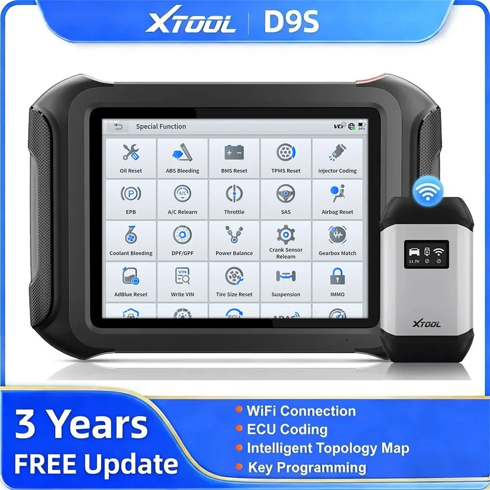 XTOOL D9S Automotive Diagnostic Tools OBD2 Scanner ECU Coding Topology Map Bi-Directional Key Programmer CANFD DOIP