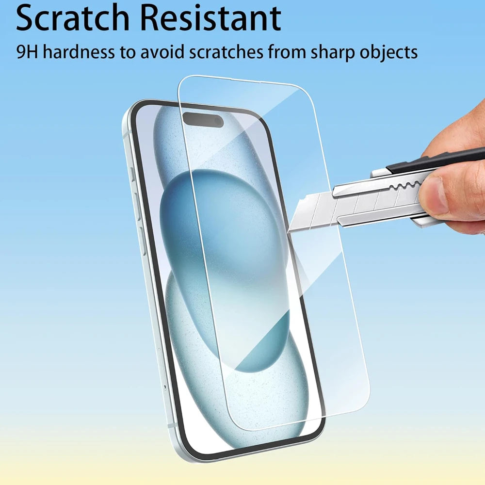 Clear Glass Film For iPhone 17 16 15 Pro Max Screen Protector For iPhone 11 12 13 14 15 Pro Tempered Glass iPhone13 Mini 16 Plus Car Mobile World