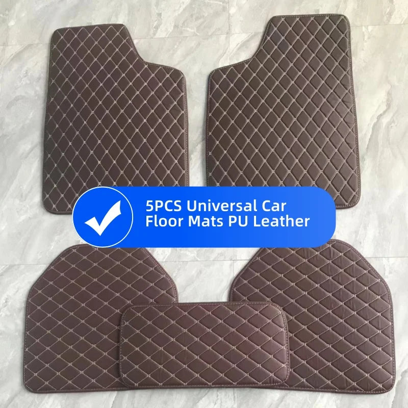 Universal Car Floor Mats PU Leather Waterproof Auto Foot Pad 5 PCS Protector Carpet Front and Rear Mats Set Auto Accessories