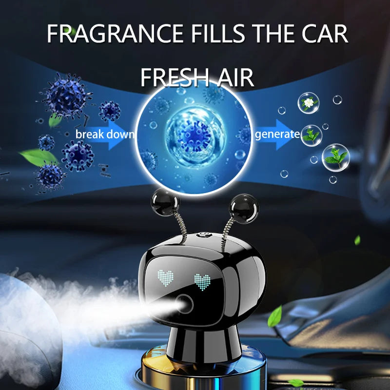High-End Car Interior Fragrance Long-Lasting Perfume Rechargeable Robot Car Mounted Smart Fragrance Diffuser With Automatic Spra
