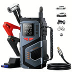 Car Jump Starter For 12V Petrol Diesel Cars With 150PSI Air Pump/Light/Pressure Gauge,Portable Booster Jump Starter