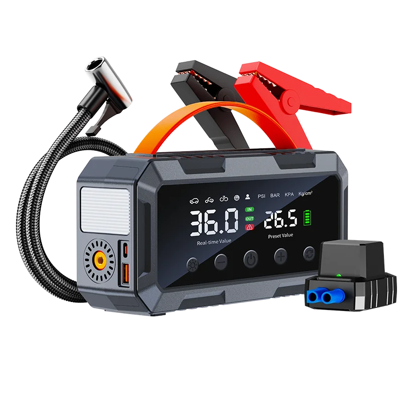 10000amp A Dual 25mm Cylinder Compressor 200psi Car 12v Battery Booster Smart Auto Tire Super Air Pump Power Bank Jump Starter Car Mobile World