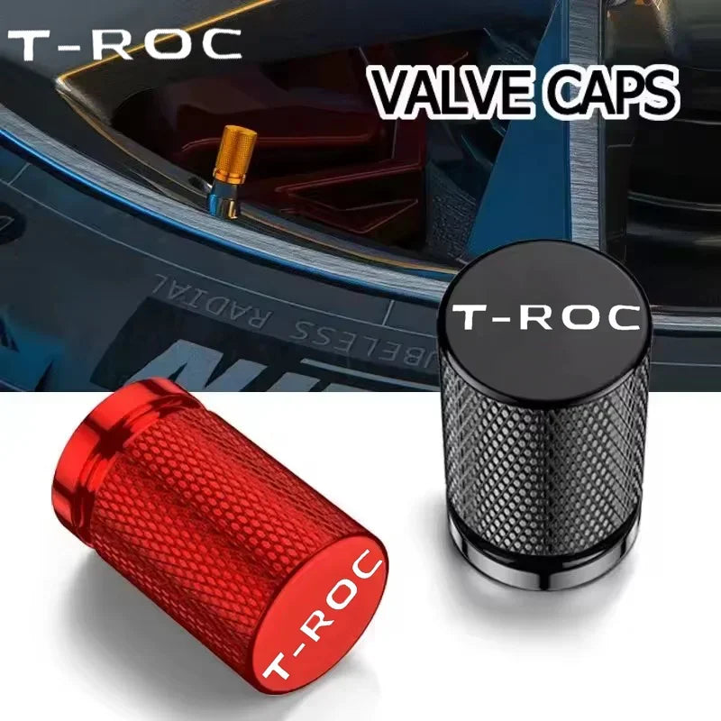 4pcs/set Car Wheel Tyre Valve Stem Auto Tire Cover For Volkswagen VW T-ROC Emblem Lavida Arteon Vento SR36 Exterior Accessories