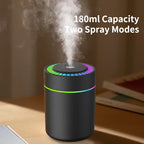180ML Mini Air Humidifier USB Electric Aroma Diffuser Essential Oil Purifier Aromatherapy Mist Maker Lights For Car Home Bedroom CM World