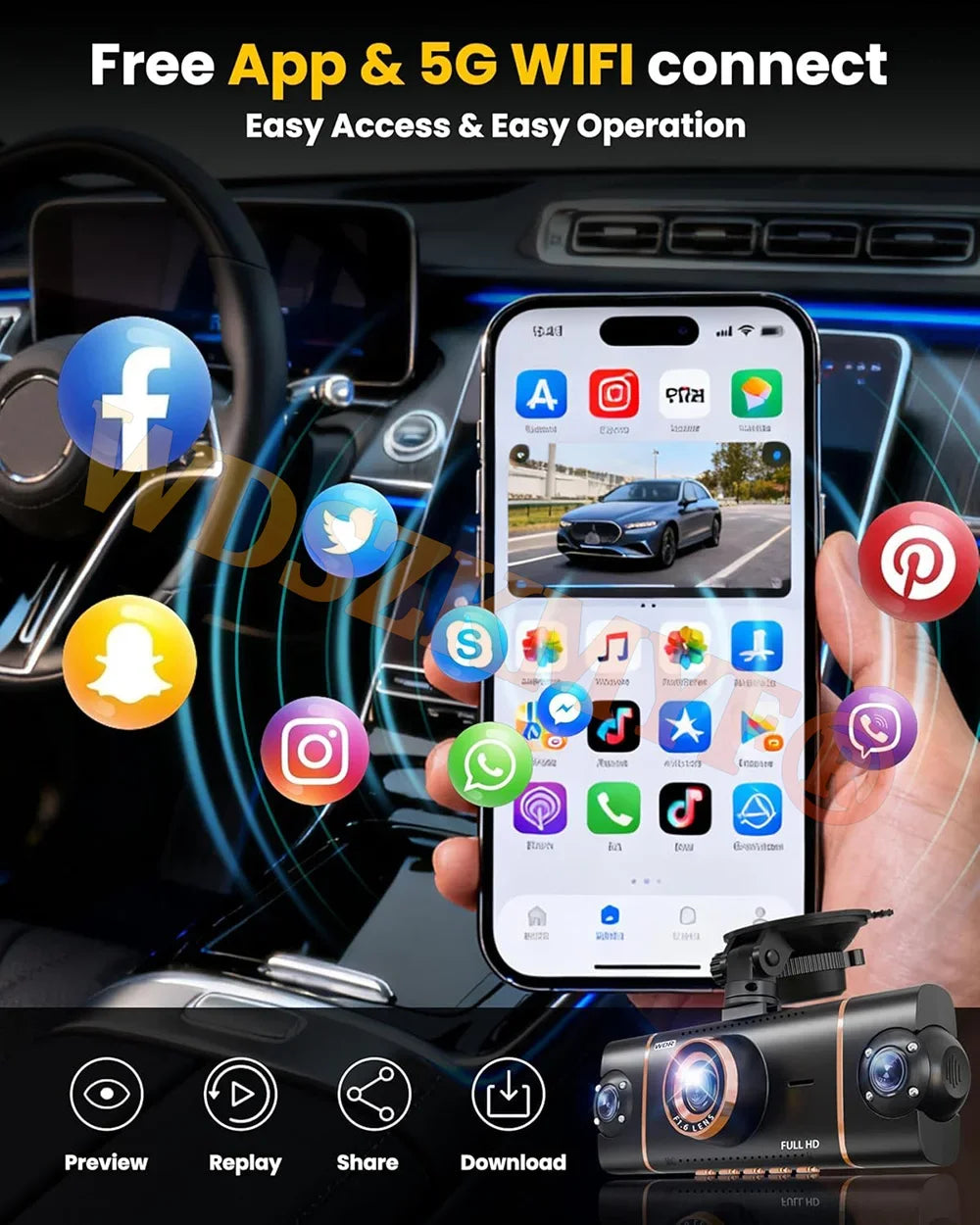 New Quad Lens Car Camera 360° WIFI 4K / 1080P dashcam 24H Parking Monitor G-Sensor Night Vision Car Security Accessory