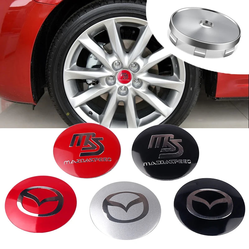 4Pcs 56/60MM Car Wheel Center Caps Badge Stickers Accessories For Mazda Axela Demio Atenza CX5 CX3 CX7 CX30 CX60 CX80 2 3 4 323