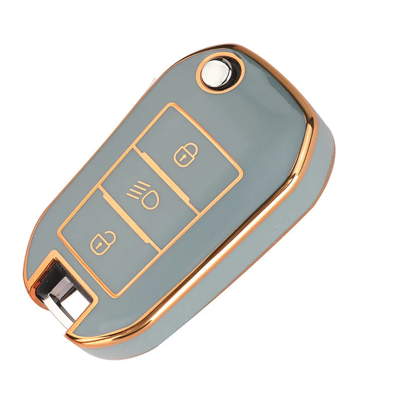 Jingyuqin 3BTN Soft TPU Car Key Case For Peugeot 208 308 408 508 2008 3008 4008 5008 For Citroen C3 C4 CACTUS C6 C8 Accessories CM World