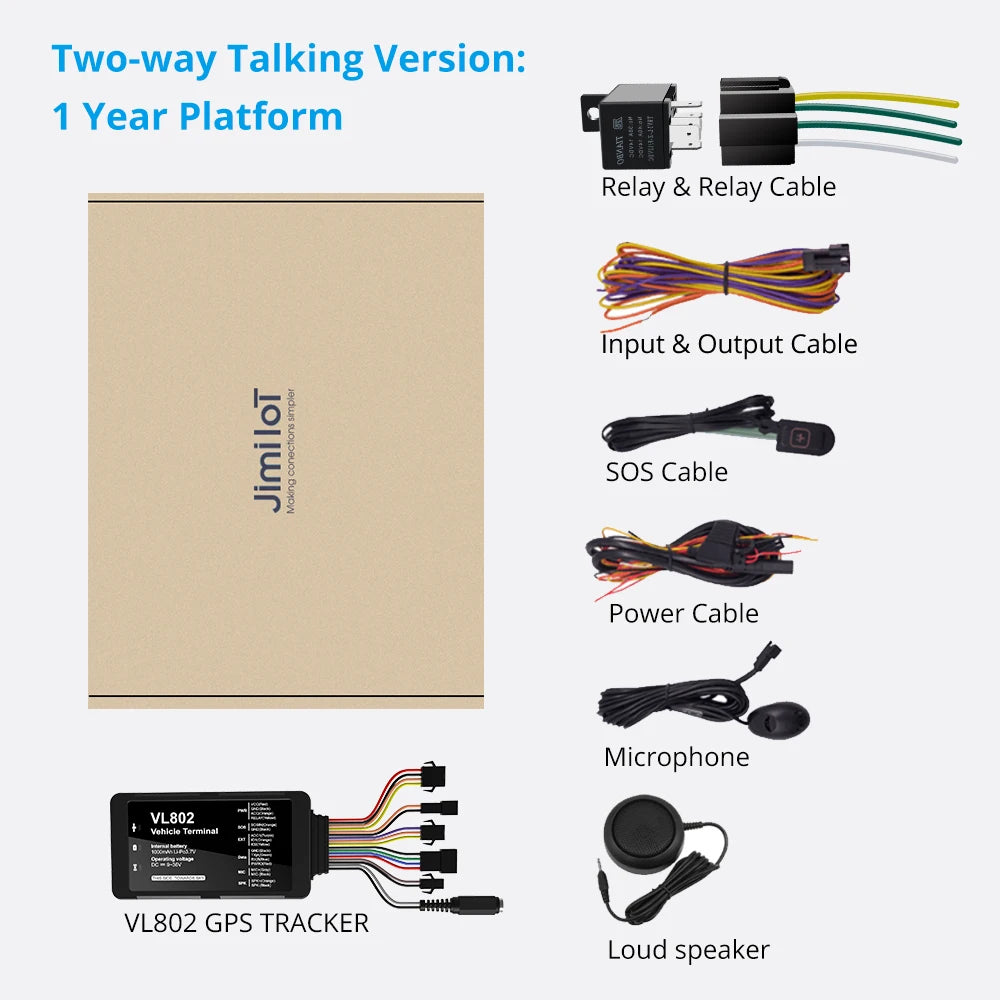 Jimi VL802 Vehicle Tracker 4G GPS Locator Car Tracking Device For Car Fleet Management Remote Cut-off Anti-thieft Free APP Web CM World