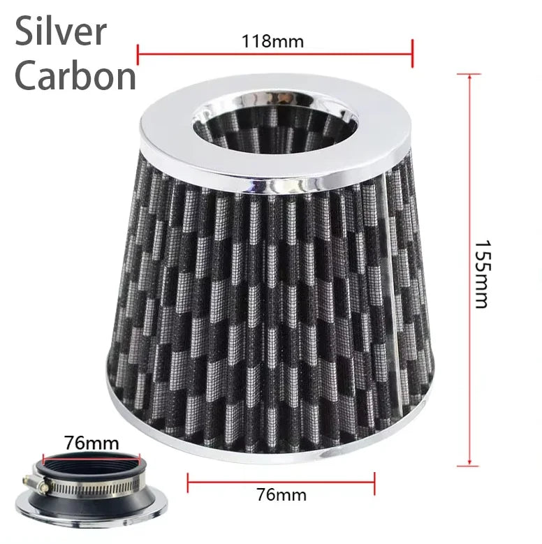 Car Modified 76MM Universal High Flow Mushroom Head Air Filter Air Intake Kit For Automotive Parts Cold Air Intake Air Filter CM World