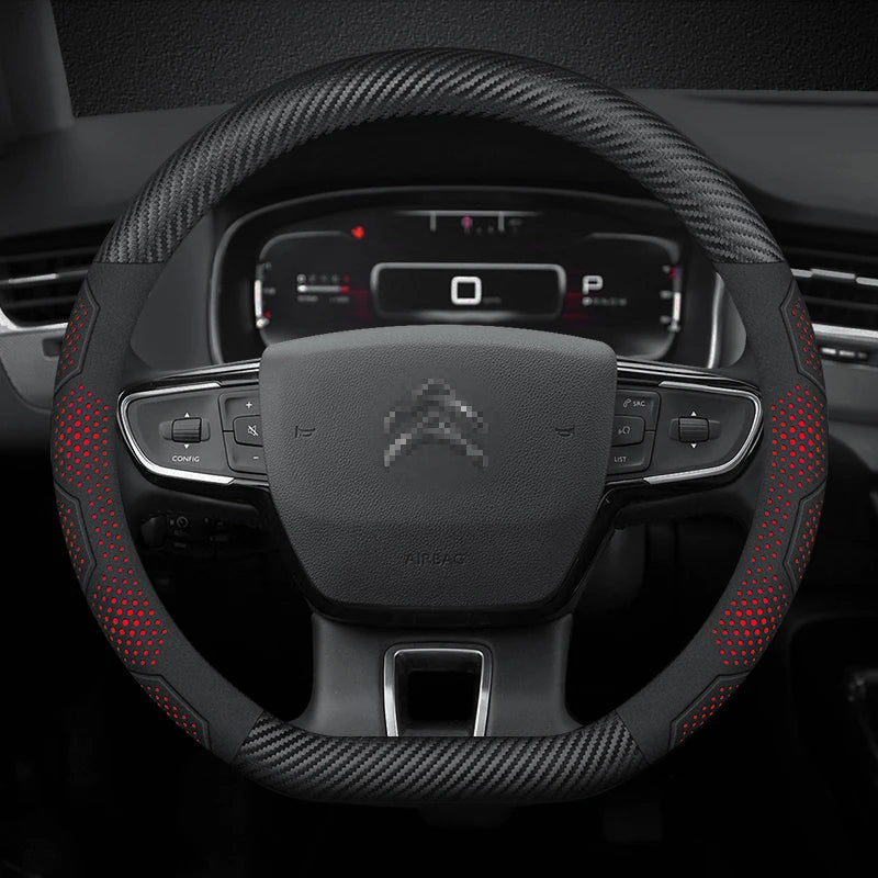 For Citroen C1 C2 C3 C4 C5 C6 VTS Xsara C-Crosser Berlingo Jumpy Carbon fiber Suede Car Steering Wheel Cover Auto Accessories CM World