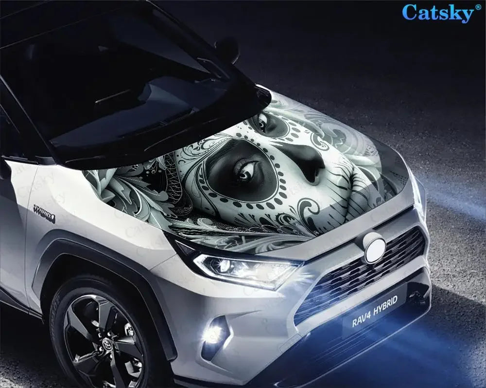 Day of the Dead Car Hood Vinyl Stickers Wrap Vinyl Film Engine Cover Decals Sticker Universal Car Hood Protective Film