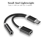 2 In 1 USB C To 3.5mm Headphone And Charger Adapter USB C PD 3.0 Port To Aux Audio Jack With PD Fast Charging Dongle Cable Cord Car Mobile World