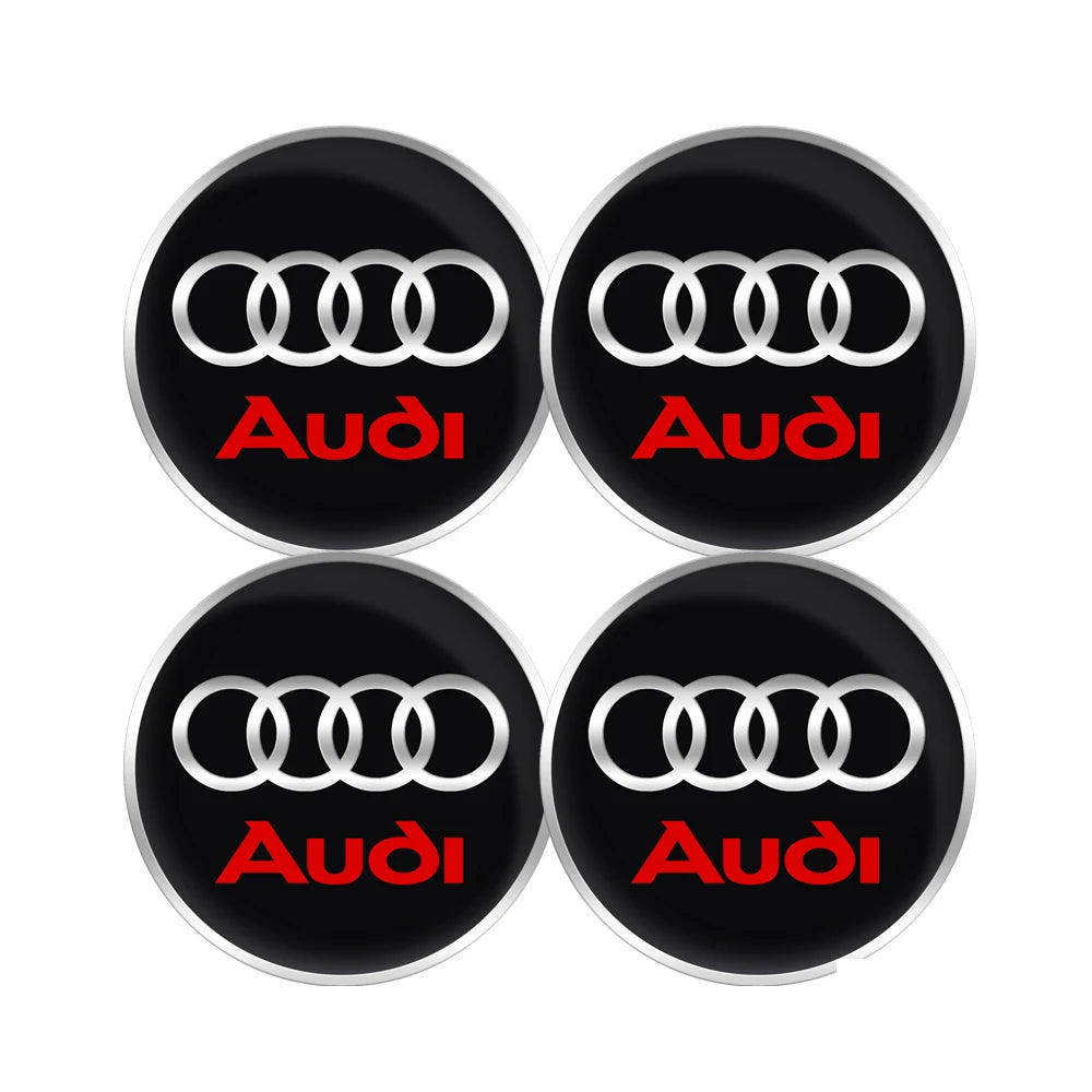 4pcs Set of Wheel Center Caps Stickers Car Hub Covers for Audi S RS A3 A4 B8 A6 A5 Q5 A7 - Multiple Sizes 56/60/63/65/68mm CM World