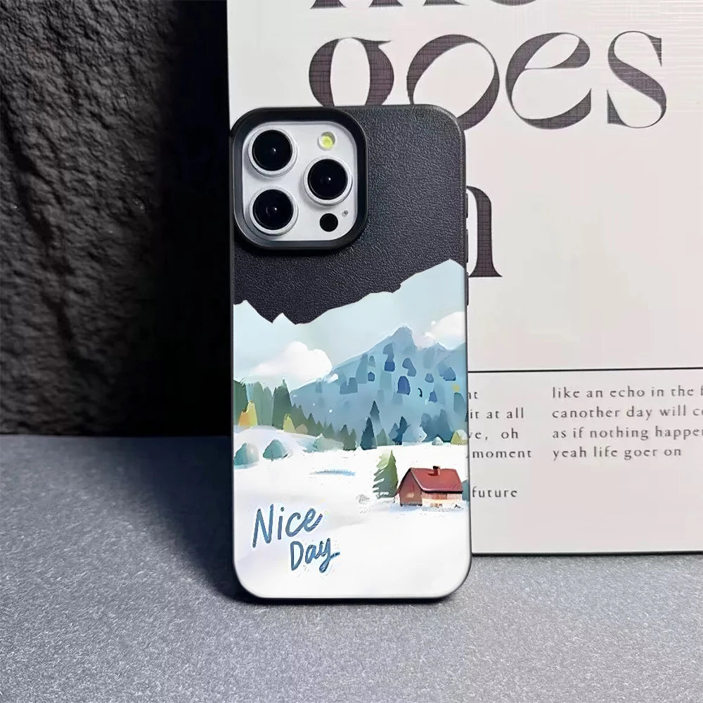 Matte Leather Finish Case For Iphone 17 Pro Max 16 15 14 13 12 11 17E Air London Landscape Silicone Anti Shock Cover
