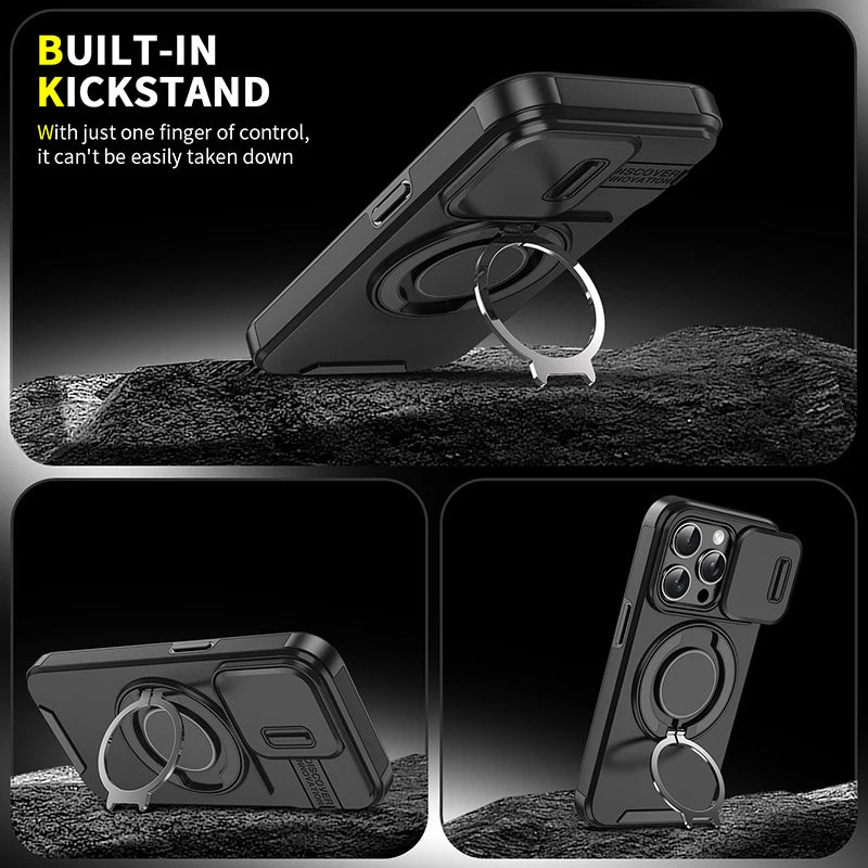 360°Rotating Hidden Metal Ring Car Holder Soft TPU+Hard PC Bumper Phone Case For IPhone 15 Pro Max 13 12 11 14 16 Pro Max Plus Car Mobile World