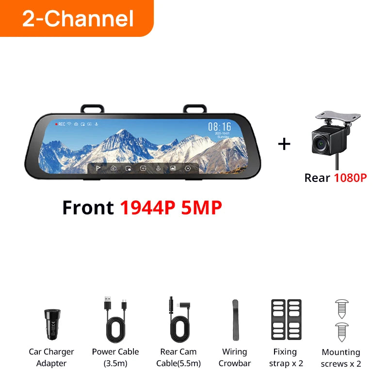 9.35 Inch Full Screen 70mai Rearview Dash Cam S500 1944P Auto Cam 138FOV 70mai S500 Mirror Car Recorder Stream Media Car DVR