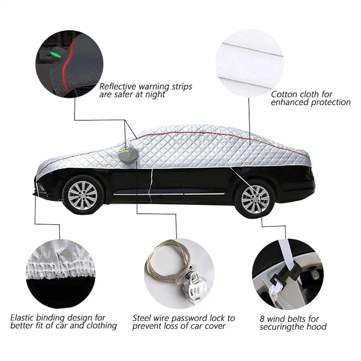 Outdoor Car Covers Protector Half Cover Protective Exterior Awning Sunshield Anti-hail Waterproof Universal Windshield Dust