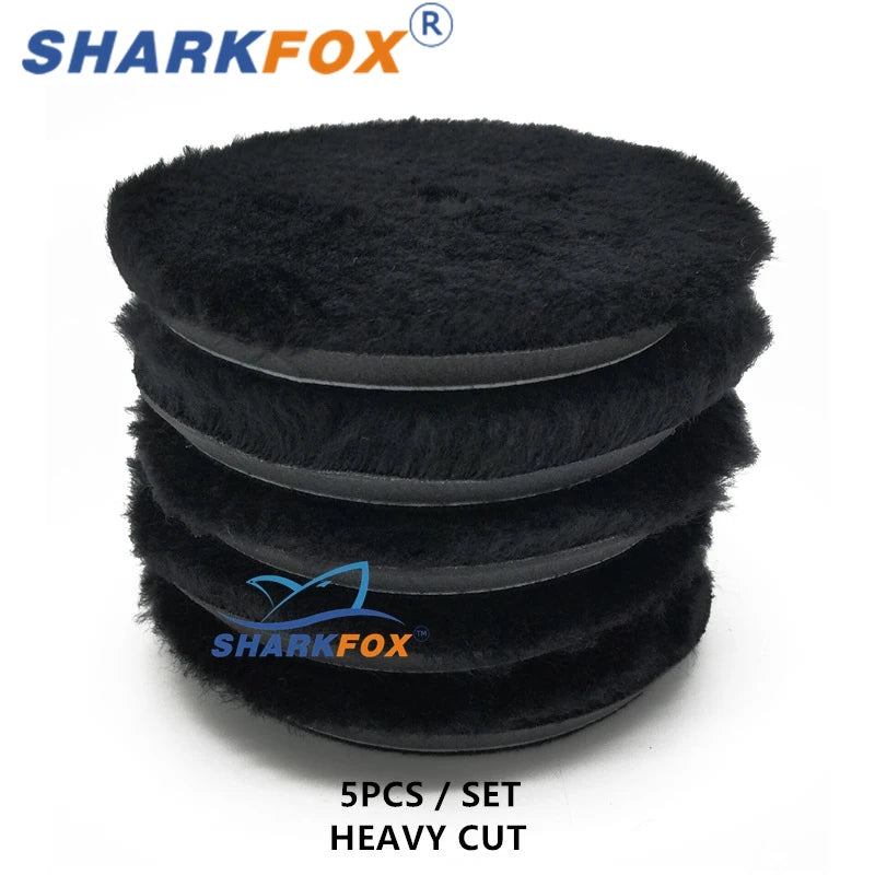 Sharkfox 5/6Inch High Density Lambs Woollen Polish buffing Pad Wool Polishing Pad for Car Polisher Wool Pad