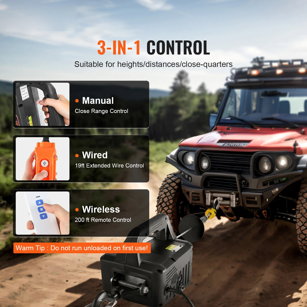SucceBuy 1100lbs 3-in-1 Electric Hoist Winch Manual/Wired/Wireless 22.9ft Lifting Heigh Overload Protection Portable Power Crane CM World