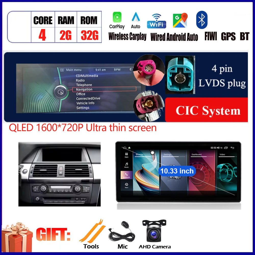 Car Accessories For BMW X5 E70 X6 E71 2008 - 2013 QLED 4G DSP Carplay Android Auto Car Radio Multimedia Player GPS Navi BT WiFi CM World