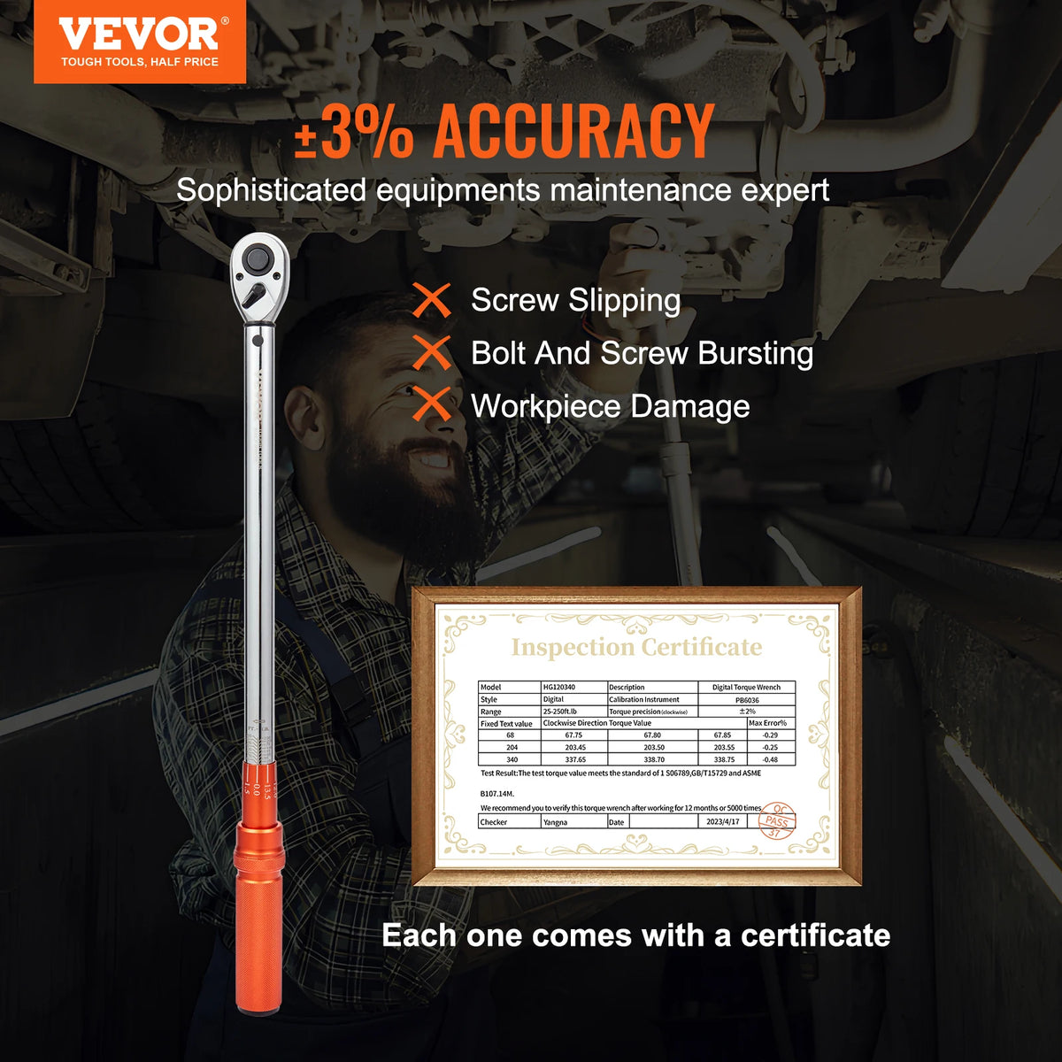SucceBuy 1/2" 1/4" 3/8" Mechanical Torque Wrench Set Precision Pointer Hand Tools Torque Wrench Workshop Car Repair Tool