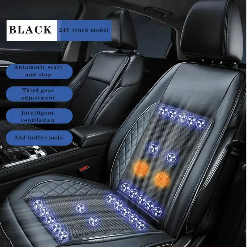 DC12/24V Car Summer Cool Air Seat Cushion Quick Blow Ventilation Refrigerated Seat Cover With Massagers Pat Mat Car Mobile World