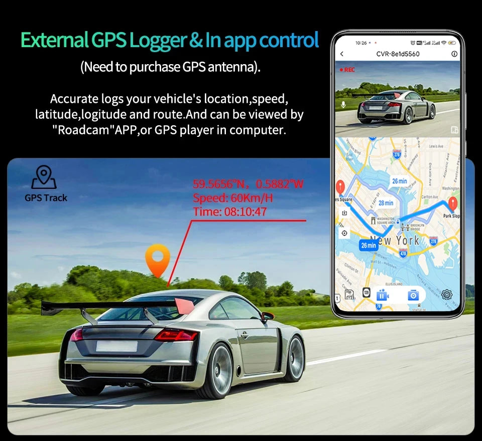3 Camera Dash Cam 4K Car DVR Front Inside Rear 1080P GPS Tracking Night Vision Video Registrator Dashcam Parking Monitor Car Mobile World