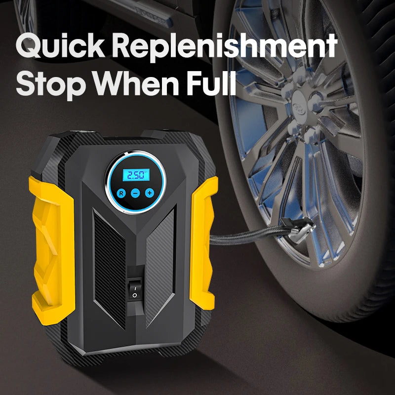 CARSUN Portable Automobile Air Compressor Digital Tire Inflation Pump LED Lamp Tire Compression Pump Compressor For Car Motorcy CM World