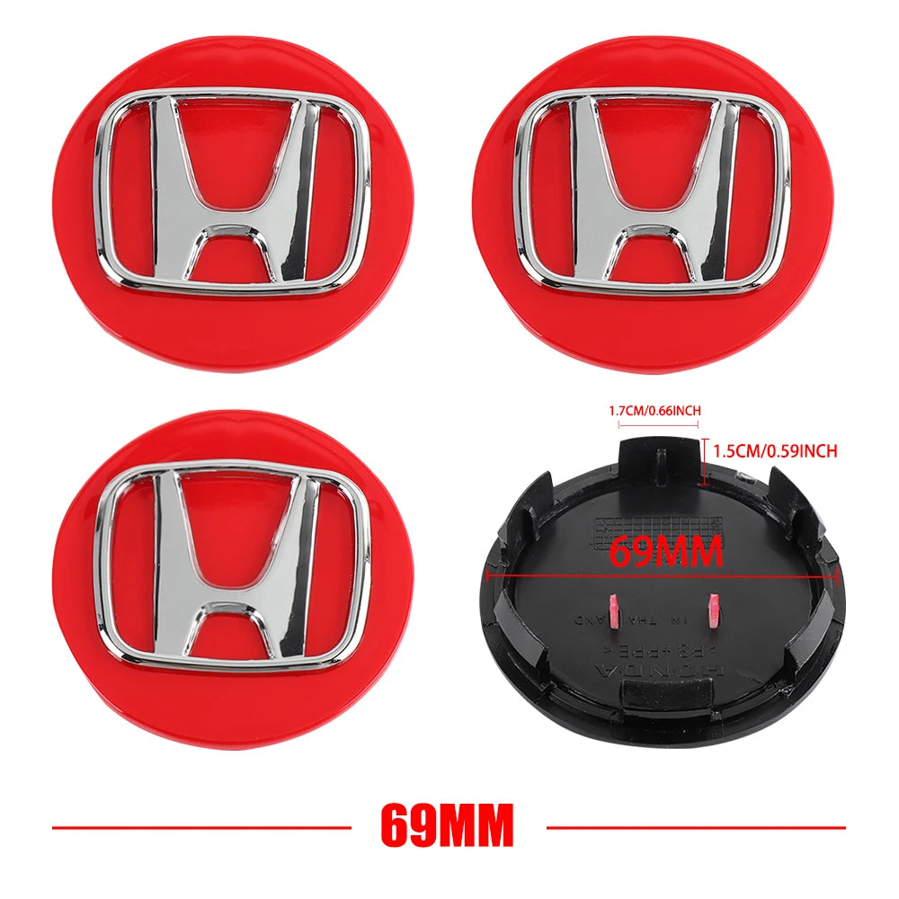4pcs 58/69mm Car Wheel Center Hub Caps Accessories For Honda Type R Type S VTEC DOHC Modulo Vezel Legend Si RR Insight CM World