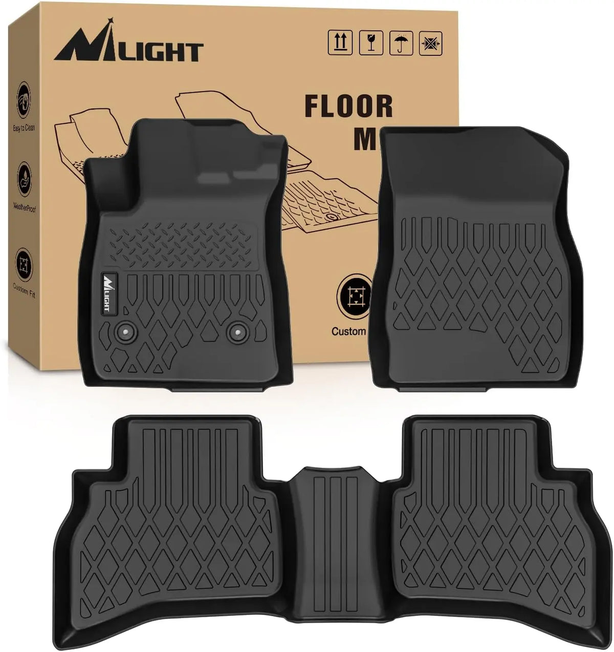 Nilight TPE Custom Fit TPE Floor Mats for Chevy Equinox 2025 Equinox EV 2024-2025 Malibu 2016-2025 Cruze 2016-2020 Blazer 2019-2023 Colorado Crew Cab 2015-2022 Trax 2024-2025 All Weather Waterproof